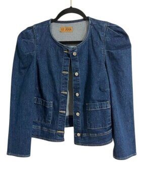 LE JEAN Sienna Denim Jacket Puff Sleeve Size M